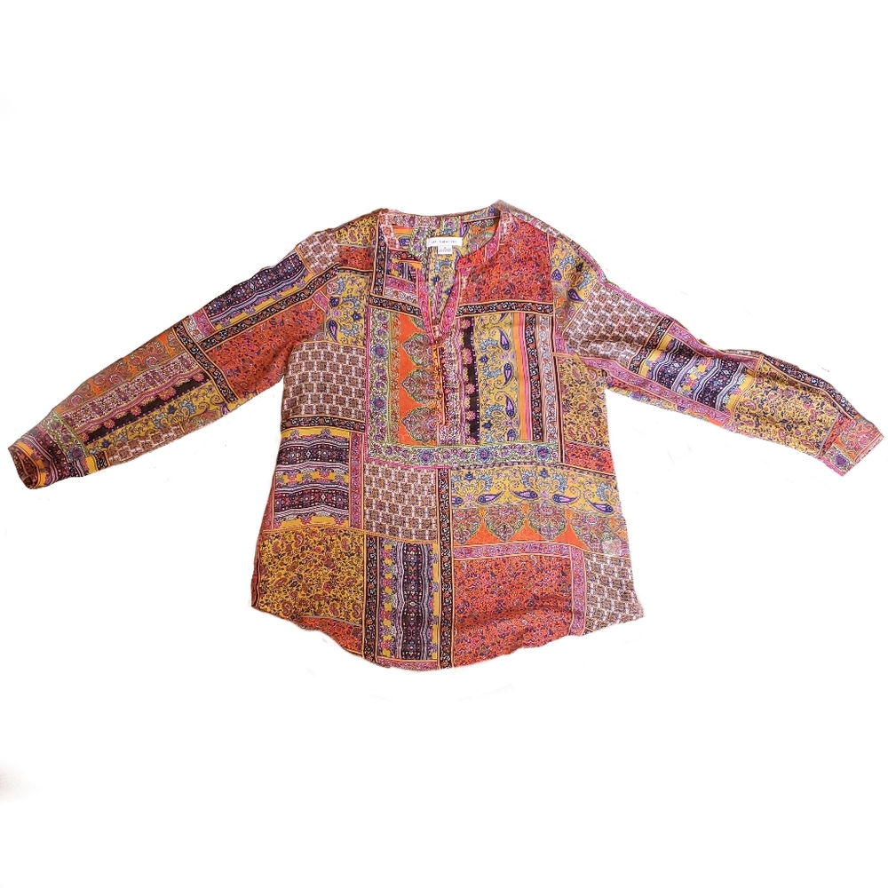 Liz Claiborne Sheer Paisley Patchwork Blouse